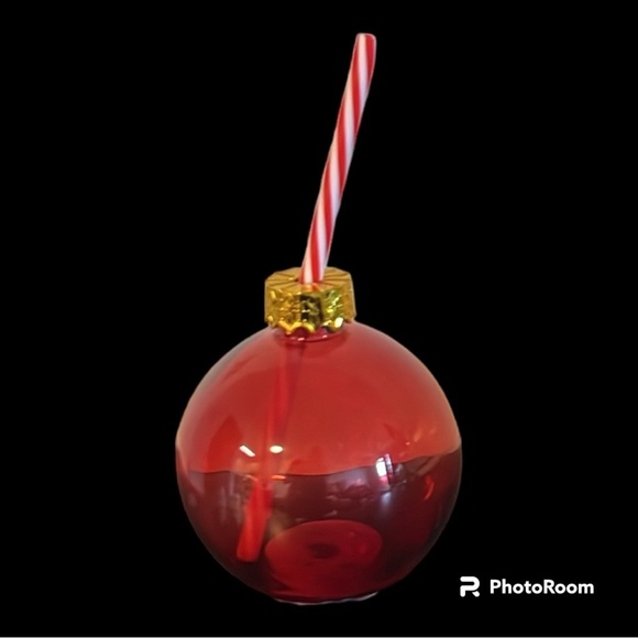 NWT | Christmas Ball Tumbler | Red & Gold |Glass | 13.3oz - Picture 2 of 9